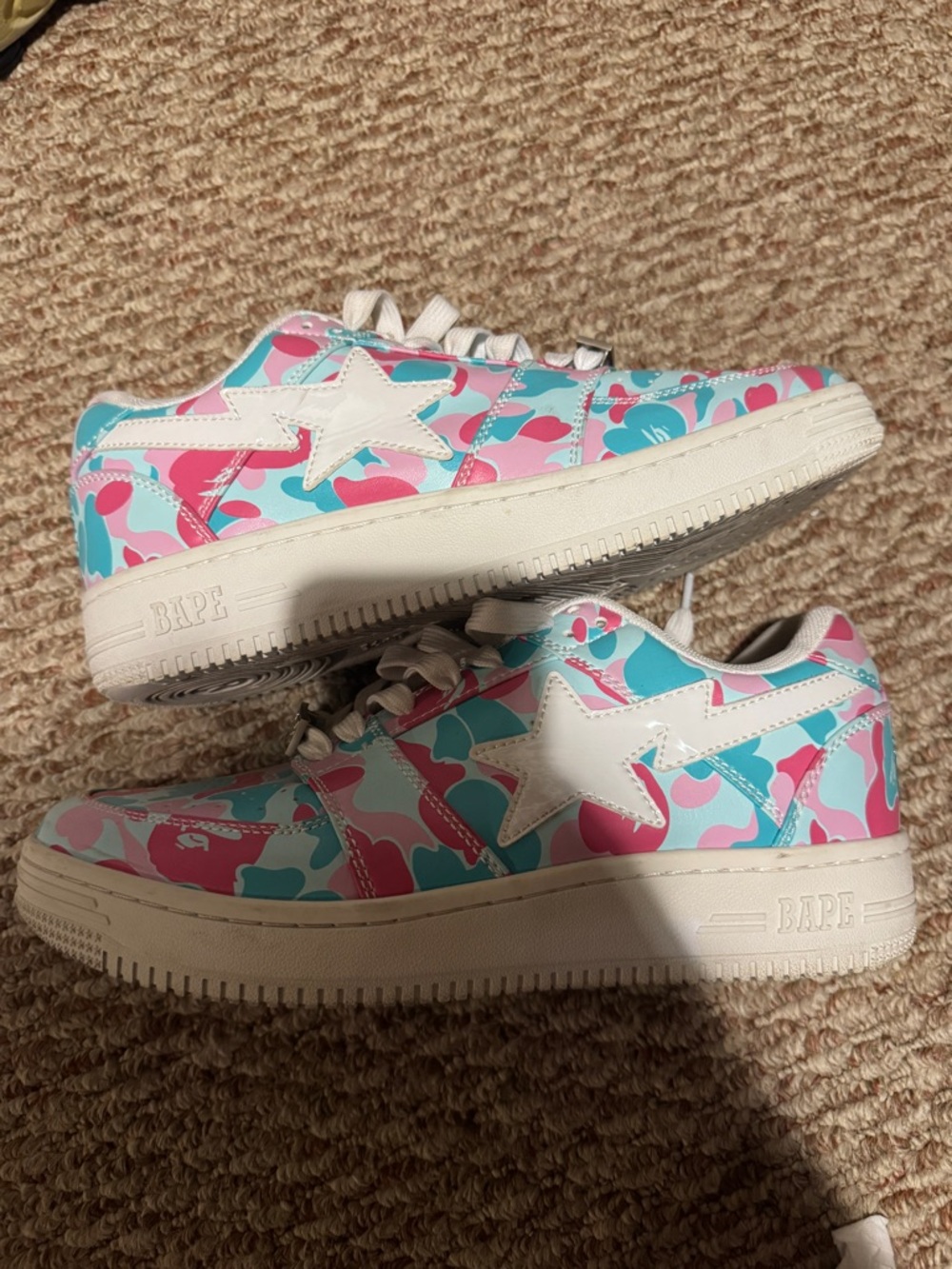 Bape Blue Pink Camo Bapesta Low-Top Sneakers